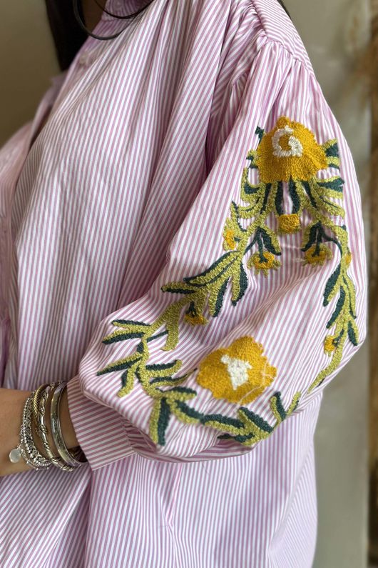 Hutton Crewel Work Shirt Pink